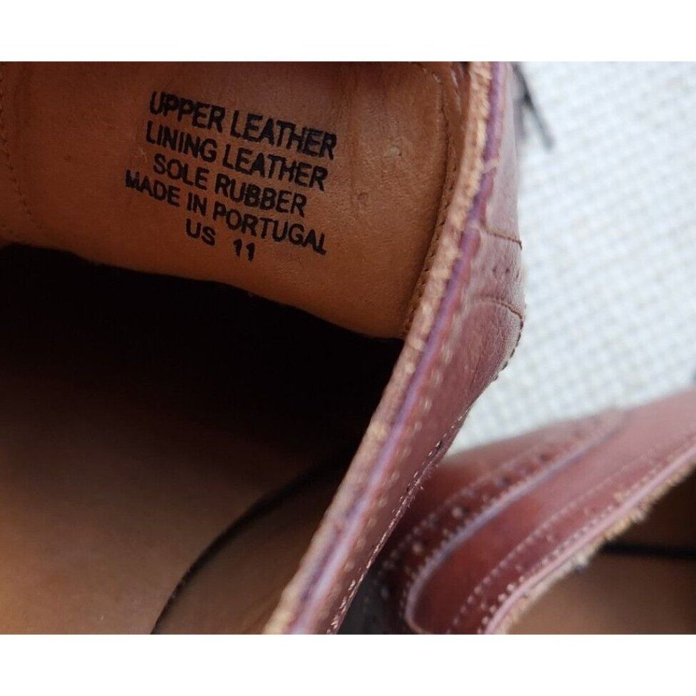 Hadley London Shoes Size 11 Semi Brogue Oxfords Soft Brown Leather Laces Mens - Picture 8 of 12